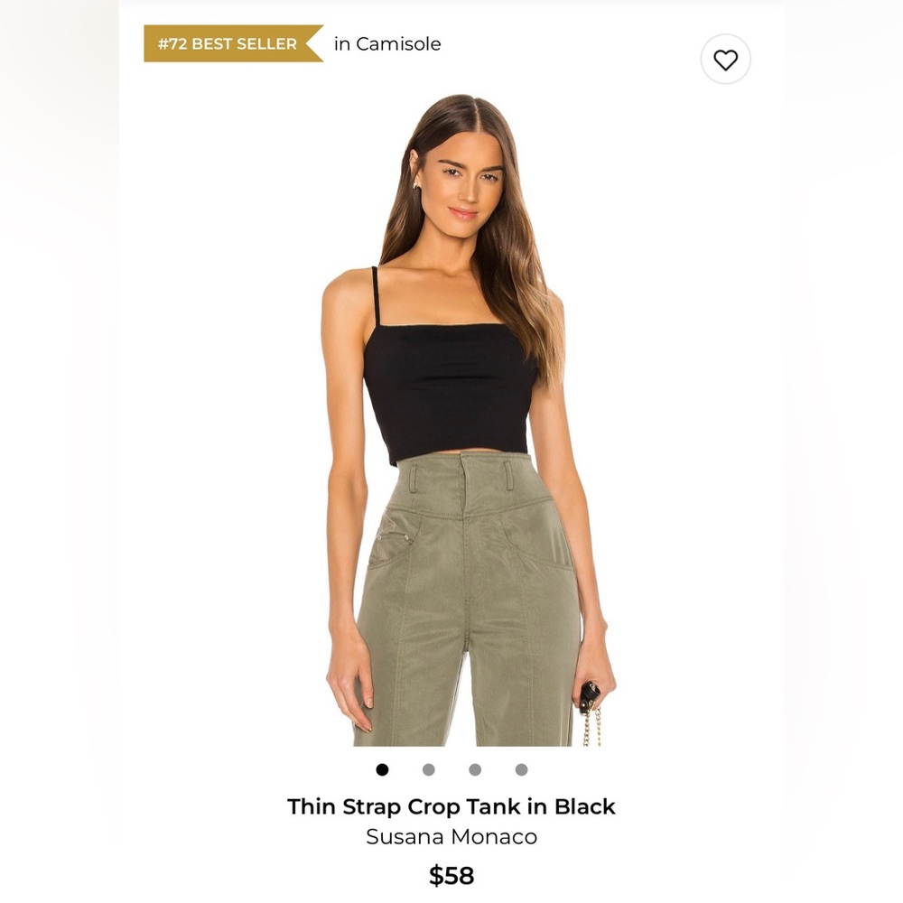 Susana Monaco Black Thin Strap Crop Top